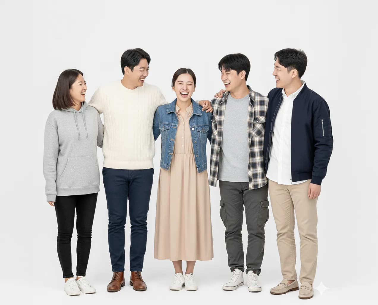 함께 웃고 있는 다섯 사람